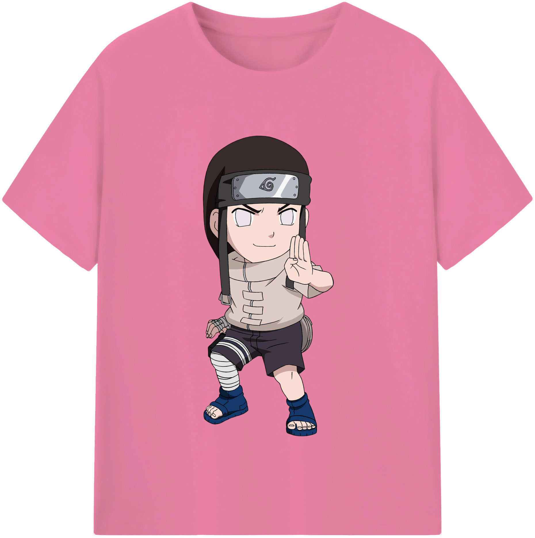 （画像用） NARUTO -ナルト- 日向ネジ Hyūga Neji 綿100％半袖Tシャツ（フロントプリント）